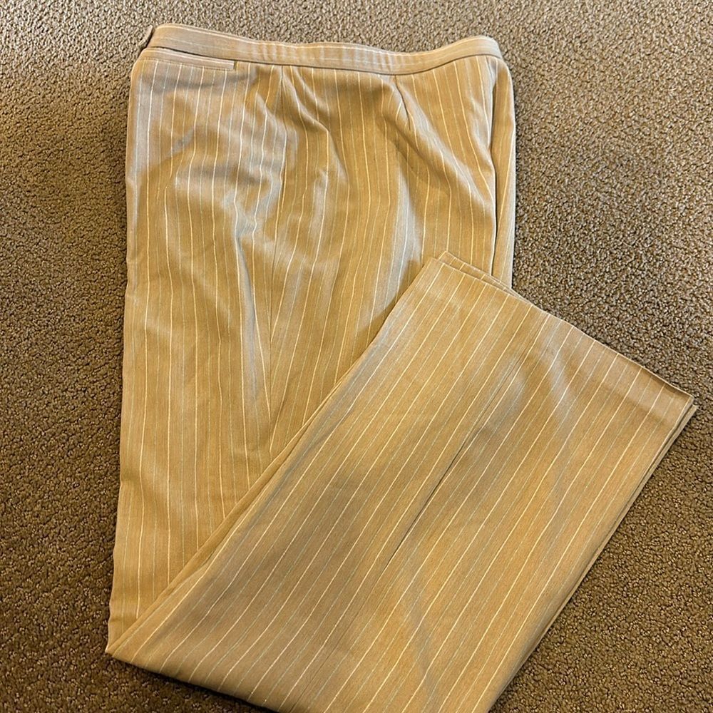 Worthington Stretch Stain Repellent Tan with Metallic Pinstripes Pants